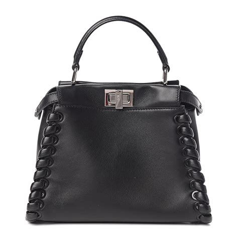 fendi mini peekaboo whip stitch black|Fendi peekaboo leather bag.